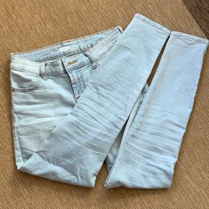 A pair of old navy super skinny jeans